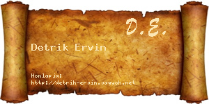 Detrik Ervin névjegykártya